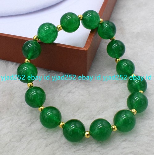 VALENTINO Bracciale Bracciale Elastico Pietra Preziosa Giada Verde Naturale 8 10 12mm 7 5"
