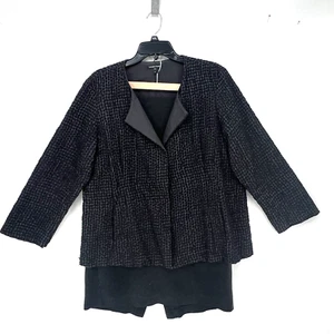 Eileen Fisher Jacket Pencil Skirt 2 Piece Set Cotton Gray Black Size XL - Picture 1 of 14