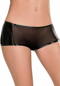 EXPOSED Shorts Pants Culotte schwarz verschleiert mit Hüftbändern PVC Wetlook L/XL - Bild 1 von 5