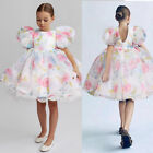 Flower Puff Sleeve Dresses Cloth Elegant Girls Fairy Princess Children Tulle