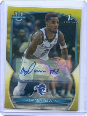 2022-23 Bowman Chrome University AL-AMIR DAWES RC 1ST YELLOW REFRACTOR AUTO /75 - Image 1 of 2