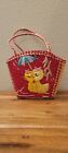 Vintage Woven STRAW EASTER BASKET Child’s PURSE Chick/Duck Red People's Repubic