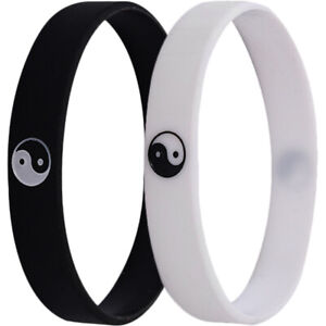 2X Rubber Yin Yang Bracelets for Couples: Trendy Silicone Wristbands