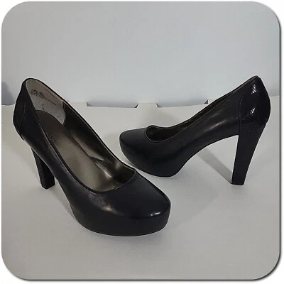 Zapatos de salón ME TOO para mujer talla 9 M negros tacón alto cuero superior Foto 1 de 4