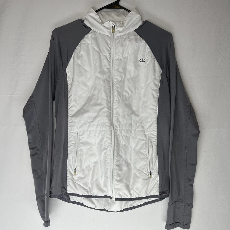 Chaqueta Champion Mujer L Equipo Clima Frío Cremallera Completa Doble Pliegue Tecnología Fitness Foto 1 de 4