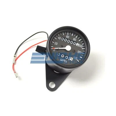 Mini Speedo Black Motorcycle Mechanical 140MPH Speedometer Gauge 1:1 - Image 1 of 2