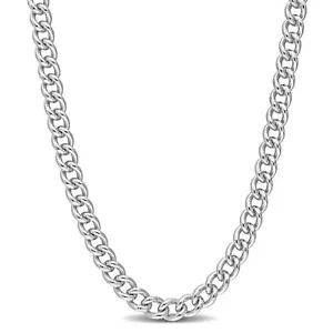 Amour Sterling Silver 6.5mm Curb Link Chain 20" Necklace - Picture 1 of 6
