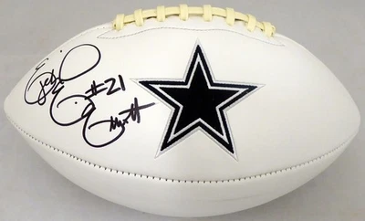 Ezekiel Elliott Autografiado Firmado Dallas Cowboys Blanco Logo Fútbol Beckett Foto 1 de 4