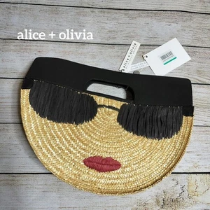 Alice + Olivia Stacey Gesicht Halbmondform Rattan Handtasche Tasche Stace Neu mit Etikett - Bild 1 von 12