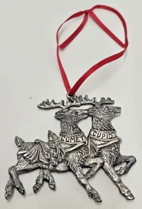 Vintage REED & BARTON Komet und Amor Rentier Weihnachten Zinnschmuck - Bild 1 von 4