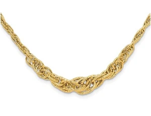 14K Yellow Gold Textured Fancy Link Necklace (18 inches) - Picture 1 of 5