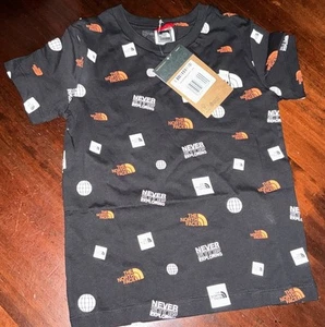 THE NORTH FACE UNISEX BOYS GIRLS LOGO T-SHIRT BLACK WITH LOGO 24” XS BNWT - Picture 1 of 5