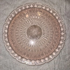 Vintage Jeannette Windsor Pink Glass Round Torte Plate~Serve-ware~ - Picture 1 of 6