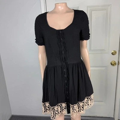 Vestido De Colección Betsey Johnson Y2K Seda 6 Raro Encaje Crochet Botón Para Mujer R22 Foto 1 de 4