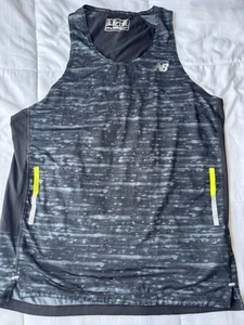 Mens New Balance Breathable Running Singlet Black Reflective - Picture 1 of 2