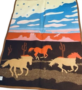 Pendleton Beaver State Wild Horses Wool Blanket Harvest 32”x44” USA New - Picture 1 of 6