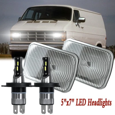 For Dodge B150 B250 B350 1988-1993 H4 7x6" 5x7'' LED Headlight Hi/Lo Beam DOT - Image 1 of 4