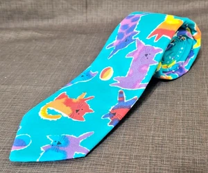 Vintage Lands End Herren Krawatte Bunt Funky Katzen Baumwolle Vintage 90er - Bild 1 von 10