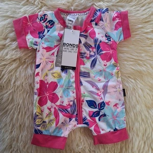 Bonds Baby Girl Tropical Floral Bright Zip Wondersuit Romper Size 000 Newborn - Picture 1 of 14