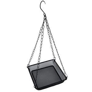 Square Hanging Bird Feeder with Chain Metal Mesh 17 5x17 5x4cm Outdoor - Picture 1 of 12