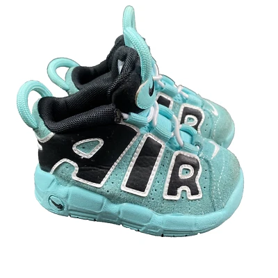 Nike Air More Uptempo TD Azul Aqua Claro Negro Niño Pequeño Talla 5C CK0825-403 Foto 1 de 4