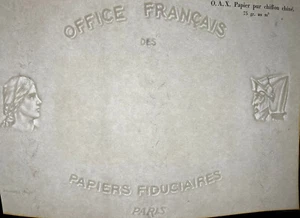 Wasserzeichen Prüfmuster OFPF FRANKREICH - Standard Portrait WMK Papier mit Fasern - Bild 1 von 2