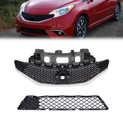 Parachoques delantero rejilla superior e inferior malla negra para Nissan Versa Note SR 2015-2016 Foto 1 de 4