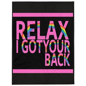 X-Large Soft Throw Blanket RELAX I GOT YOUR BACK - Pink/Black 80" - Picture 1 of 8