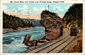 Postal GIANT ROCK y TROLLEY LINE a través de Gorge NIAGARA FALLS c1920s - Imagen 1 de 2