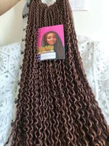 27 INCHES TWIST CURLY SYNTHETIC CROCHET BRAID HAIR EXTENSION 57 ROOTS/PACK - Picture 1 of 13