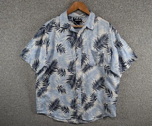 Lands' End Men's Palm Leaf Print Hawaiian Aloha Holiday Linen Button Shirt L - Picture 1 of 11