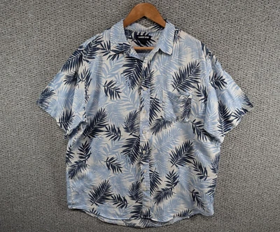 Lands' End Men's Palm Leaf Print Hawaiian Aloha Holiday Linen Button Shirt L - Image 1 of 4