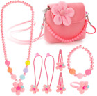 Kids Jewelry Little Girls Plush Handbag Necklace Bracelet Ring Hair Clips Set