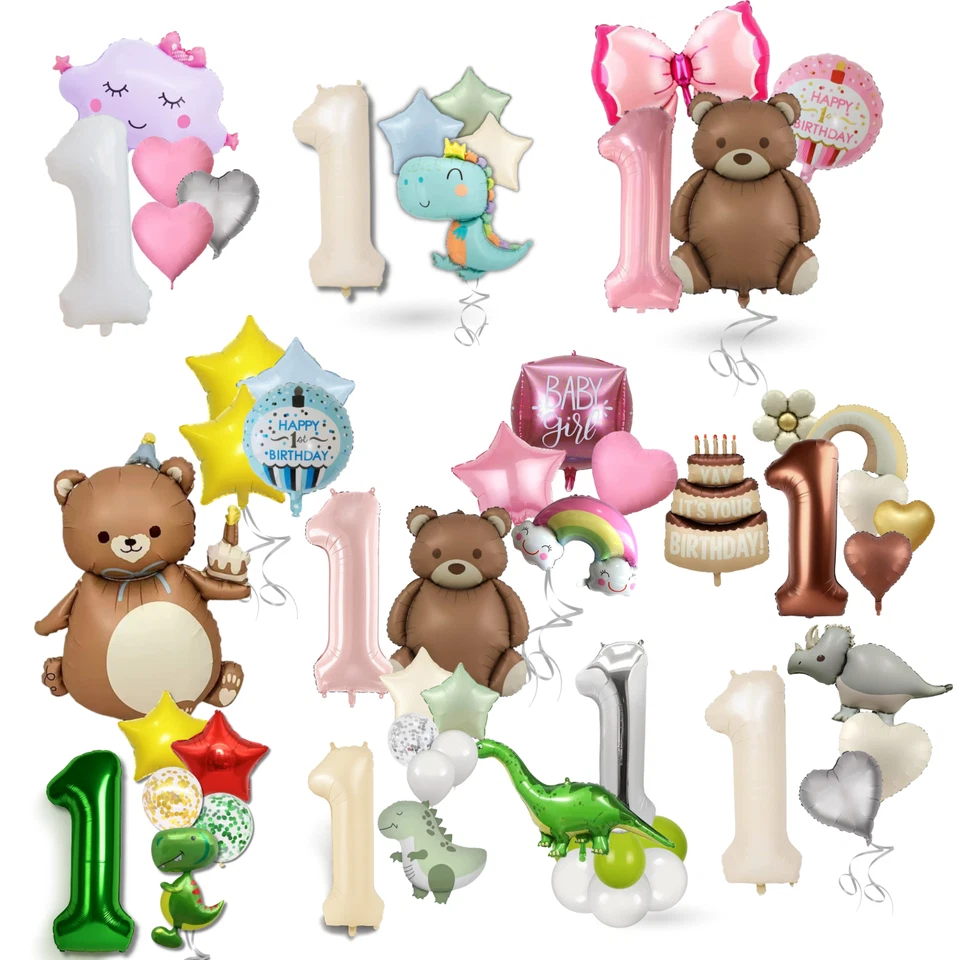 Juegos de globos para primer cumpleaños - Perfecto para bebés niños y niñas | Decoración número 1 Foto 1 de 1