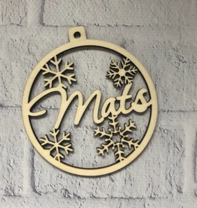 Weihnachtskugel personalisiert mit Namen aus Holz Baumhänger Christbaumschmuck - Bild 1 von 8