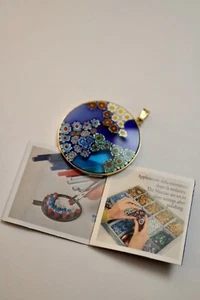 Venezianischer Murano Millefiori Handarbeit Anhänger - 24k GOLD über Sterling Silber 925 - Bild 1 von 6