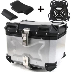 45L Motorcycle Alloy Rear Top Box with Backrest Silver for BMW Yamaha Honda KTM - Picture 1 of 11