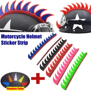 Motorcycle Helmet Mohawk Spikes Rubber Sticker Decal + Reflective 3M Stick - Picture 1 of 13