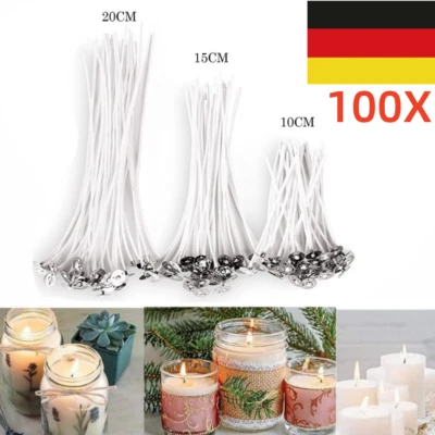Kerzendocht gewachst mit Fuß 50-100 Stück 10cm 15cm 20cm Docht Kerzen basteln-DE - Bild 1 von 4