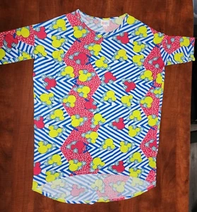 Damen LuLaRoe Mehrfarbig Disney Mickey Kopf Druck Kurzarm Top Größe XS T102 - Bild 1 von 3