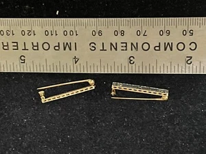 Pair  14K Gold Antique Brooch Art Deco  Filigree Bar Pin - Picture 1 of 6
