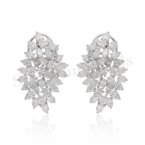 Lab Grown CVD Diamond Cluster Stud Earrings 14k White Gold Birthday Gift 7.02 Ct - Picture 1 of 10