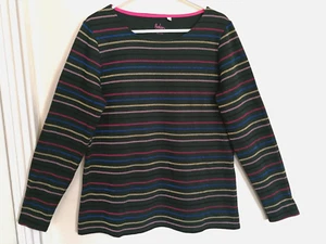 Camisa Boden Mujer 14 Verde Dorado Azul Bretón Rayas Brillantes Manga Larga Boho - Imagen 1 de 4