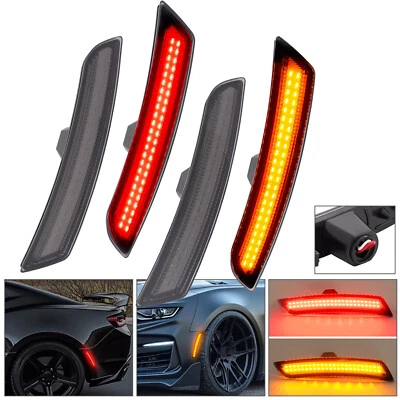 For Chevrolet Camaro 2016-2024 Smoked LED Side Marker Light Front Rear Amber Red - Image 1 of 4