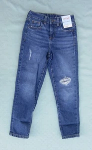 NWT Cat & Jack Straight Distressed Stretch High Rise Girls Blue Jeans Size 7 - Picture 1 of 4