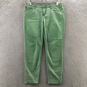 KUT From The Kloth Cropped Skinny Pants Womens 6 (actual 33x26) Green Mid Rise - Picture 1 of 19