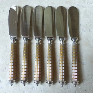 SET of 6 ALAIN SAINT JOANIS QUADRILLE SILVER PLATED BUTTER SPREADER KNIVES set#2 - Picture 1 of 12