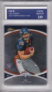 TIM TEBOW ROOKIE CARD $$ RC Graded GEM MINT 10 Topps Finest Football 2010 JAGS?! - Picture 1 of 1