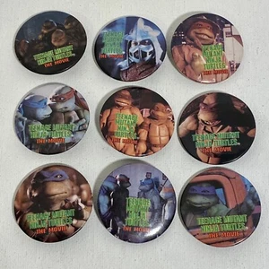 Lote de 9 prendedores únicos TMNT 1,5" de colección 1990 Teenage Mutant Ninja Turtles - Imagen 1 de 5