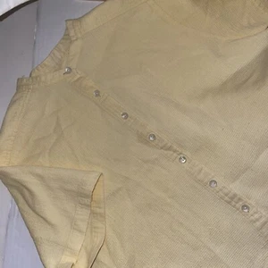 L.L. Bean Women’s Yellow Cotton Short Sleeve Button Down Size Large - Picture 1 of 8